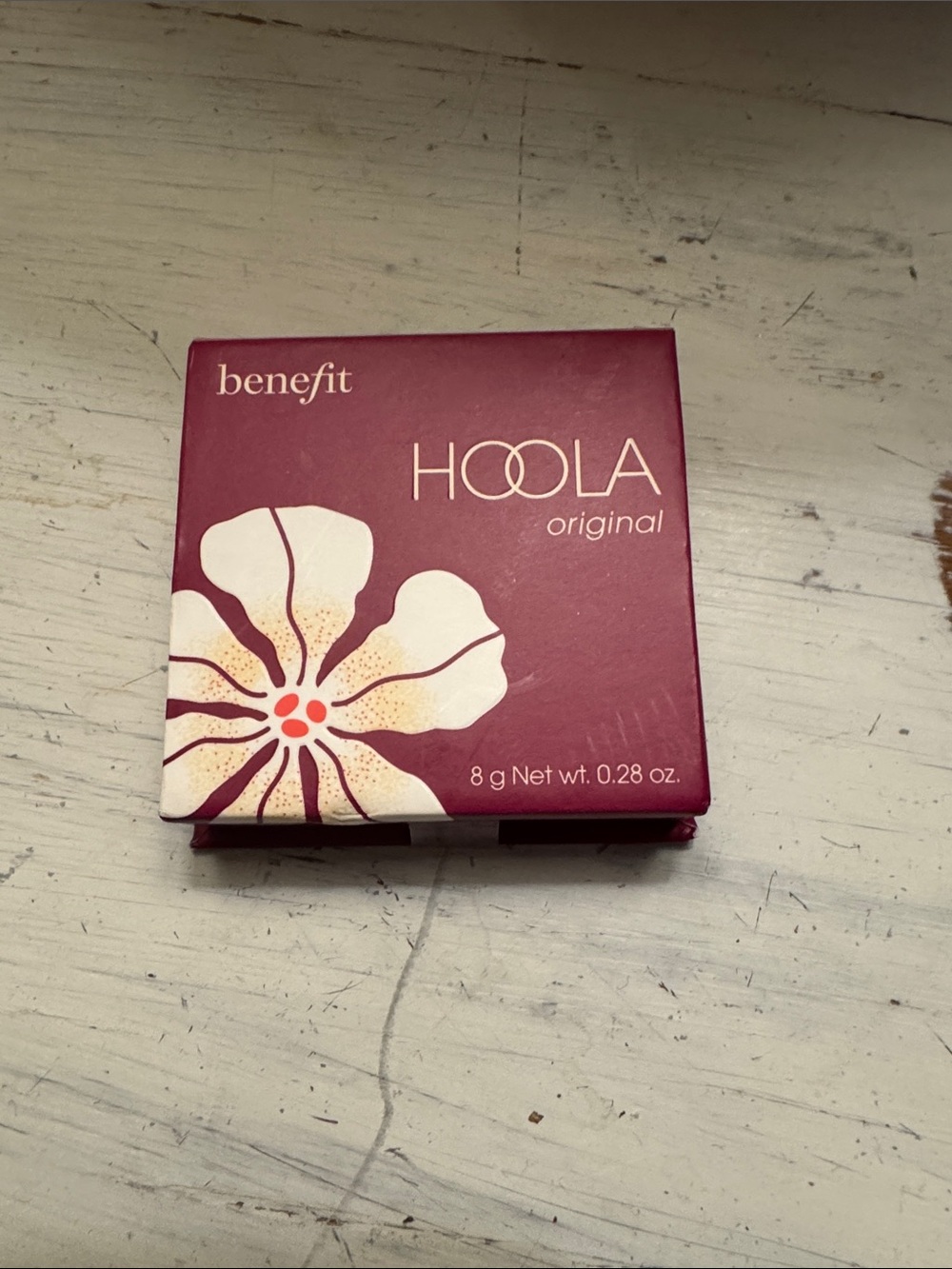 Benefit Hoola Compact in Burgundy with Cream Floral Accent